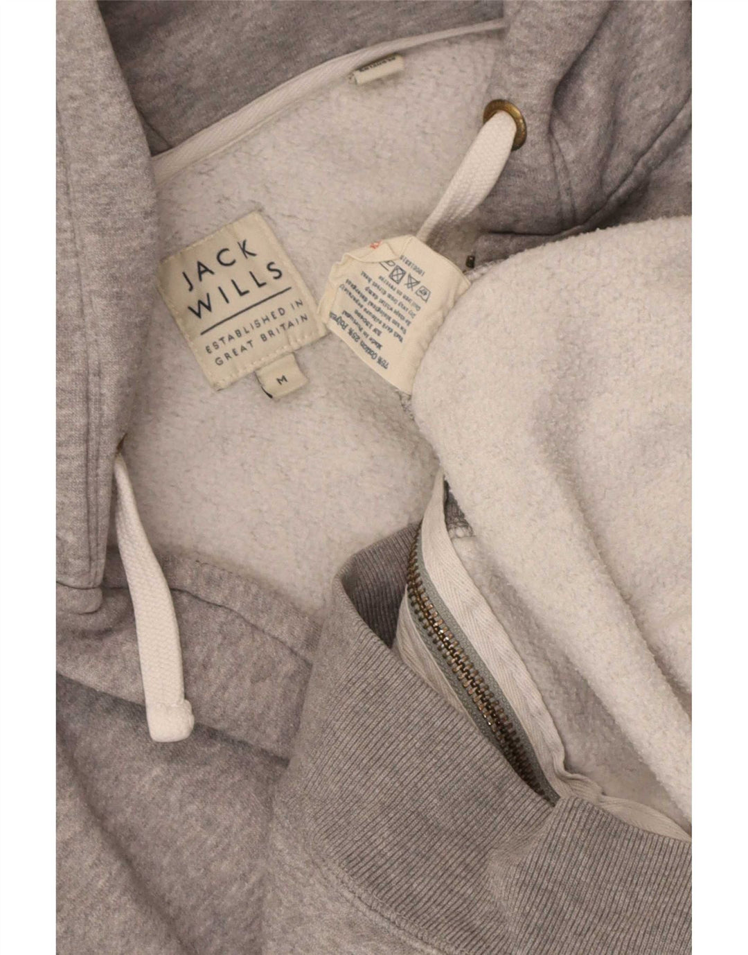 Jack Wills Pull à capuche zippé pour homme en coton moucheté gris moyen