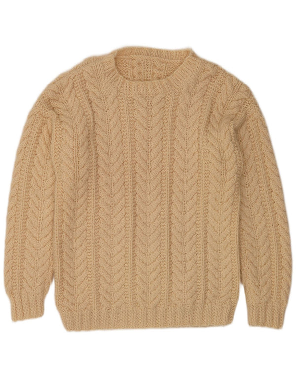 vintage Mens Crew Neck Jumper Pull Petit Beige