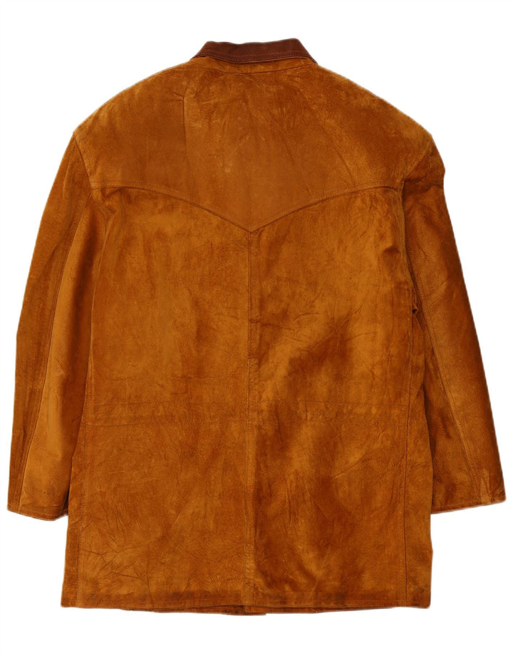 vintage Mens Suede Overcoat UK 42 XL Cuir Marron