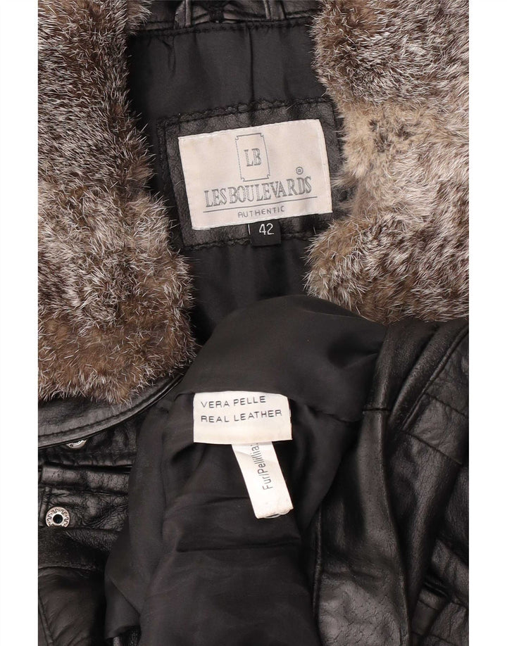 Lesboulevards Veste En Cuir Femme IT 42 Cuir Noir Moyen