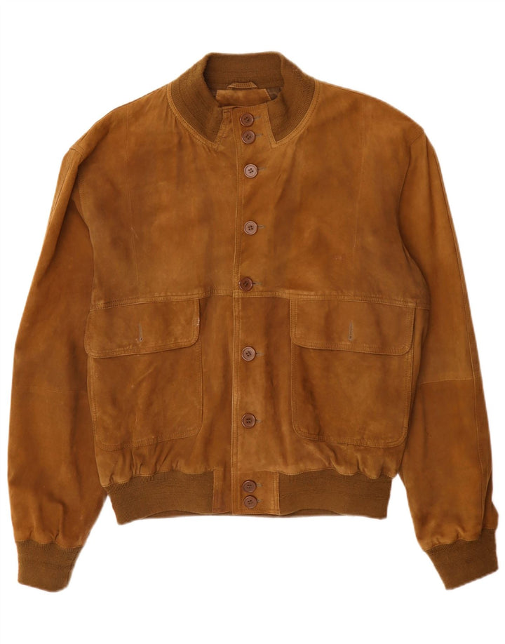 Veste Bomber En Daim Vintage Homme IT 52 XL Cuir Marron