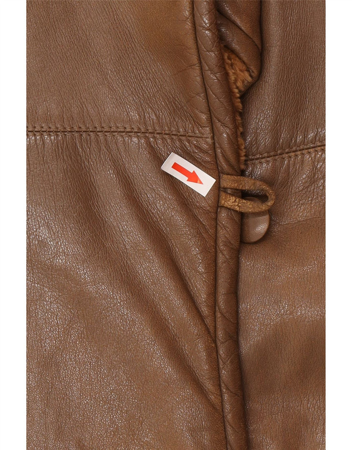 manteau en cuir femme vintage UK 14 Cuir brun moyen