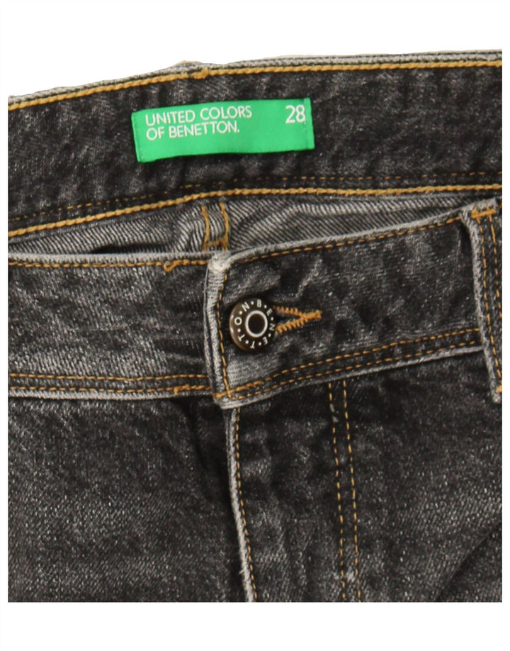 BENETTON Womens Distressed Denim Shorts W28 Medium Black Cotton Vintage Benetton and Second-Hand Benetton from Messina Hembry 