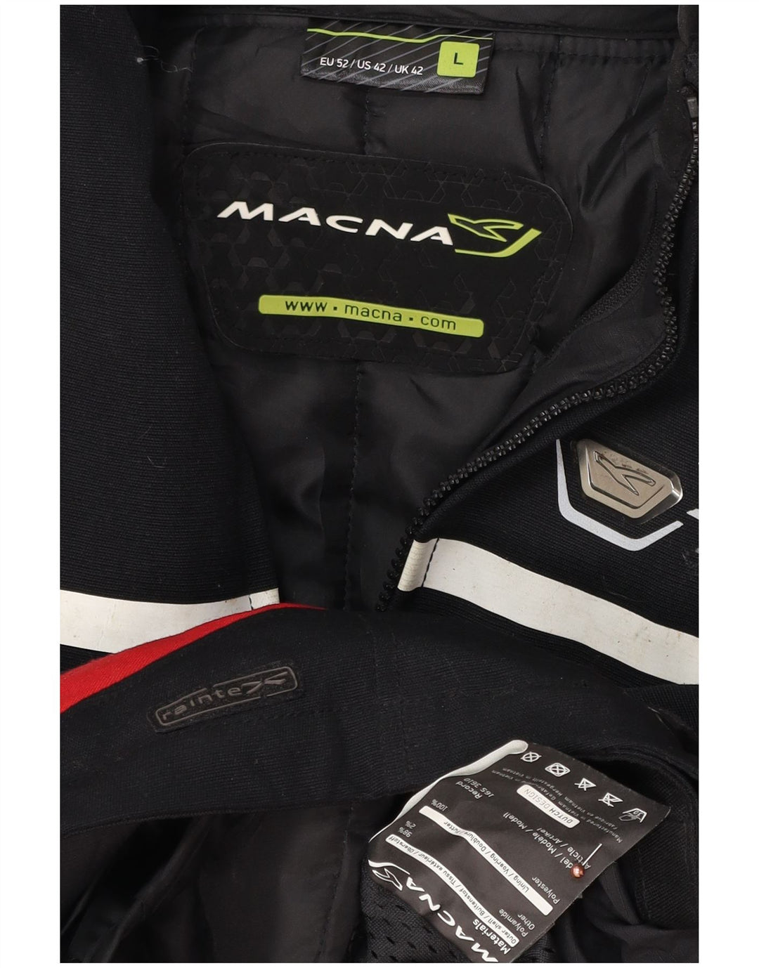Macna Veste de moto graphique Racer pour homme UK 42 Large Noir Colourblock