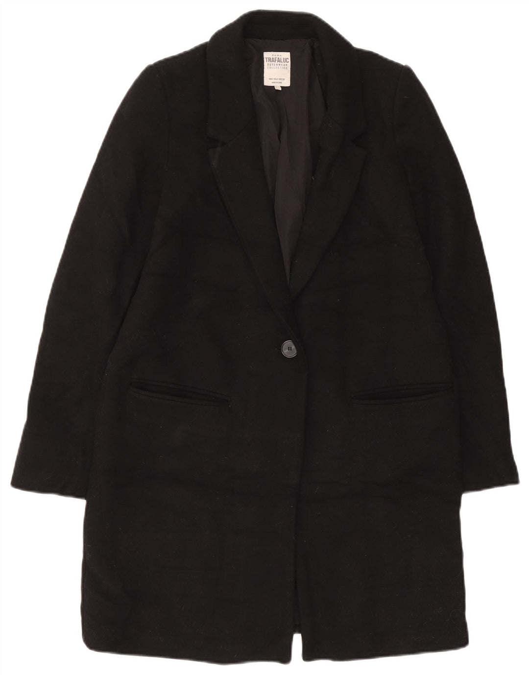 Zara Femme Pardessus UK 10 Petite Laine Noire