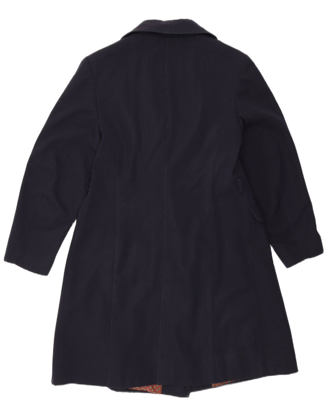 vintage Femme Double Breasted Coat UK 14 Moyenne Bleu Marine Laine Vierge