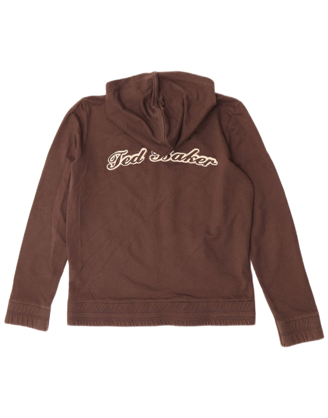 Ted Baker Pull à capuche zippé graphique pour femme Taille 3 Coton marron moyen