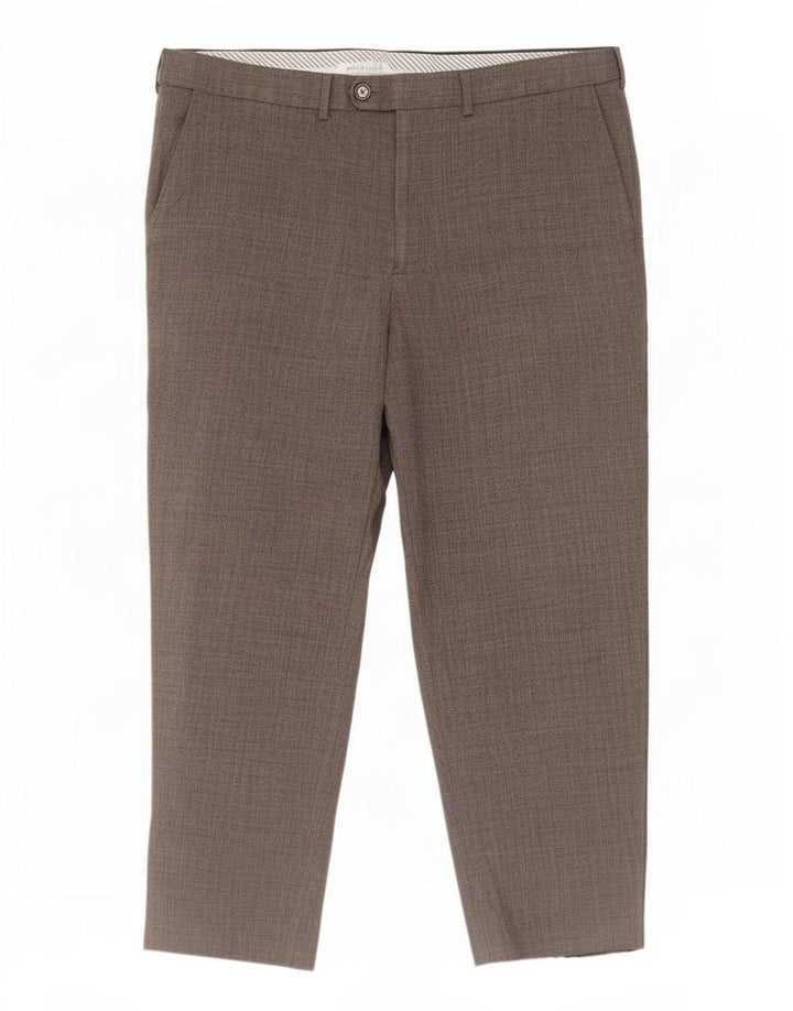 Marks & Spencer Pantalon de Costume Droit Homme W38 L27 Gris Polyester