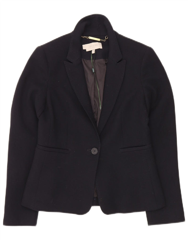Hobbs Veste blazer 1 bouton pour femme UK 8 Small Bleu marine Polyester