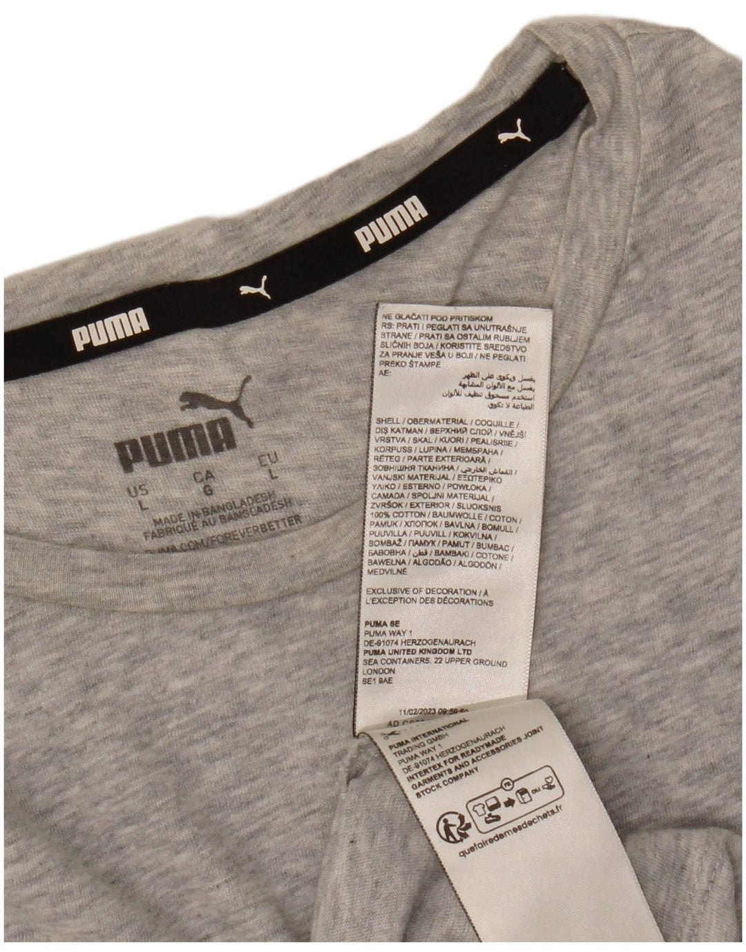 PUMA T-shirt graphique pour femme UK 16 Large Gris Coton