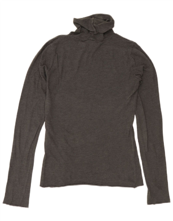 Zara Femme Haut Col Roulé Manches Longues UK 12 Gris Moyen