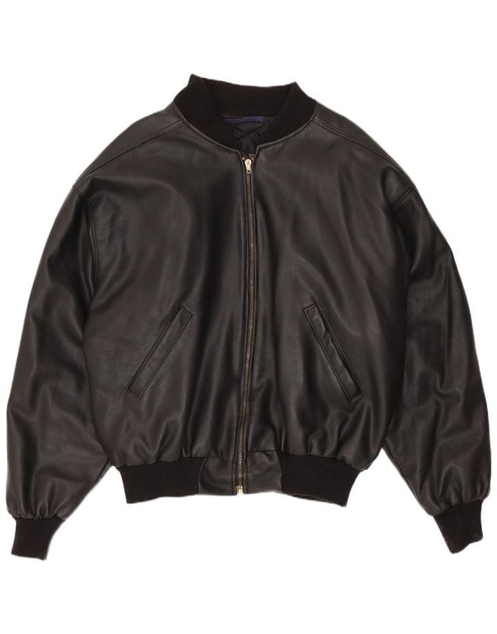 veste en cuir homme vintage UK 42 XL Noir