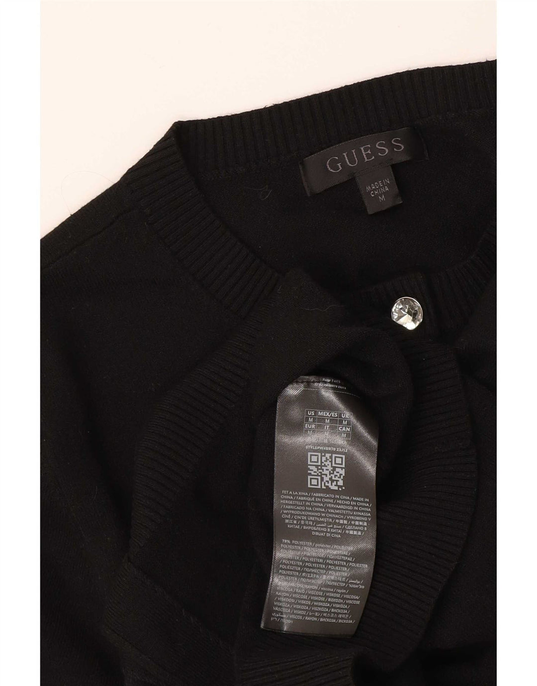 Guess Femmes Crop Cardigan Pull UK 12 Moyen Noir Polyester