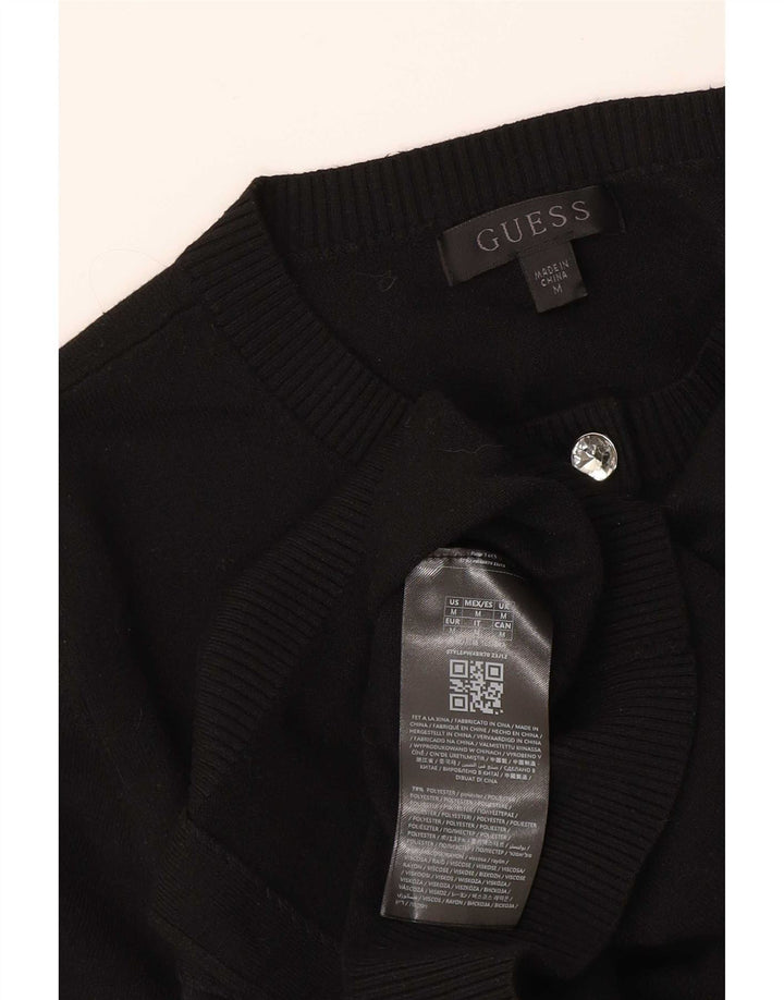 Guess Femmes Crop Cardigan Pull UK 12 Moyen Noir Polyester