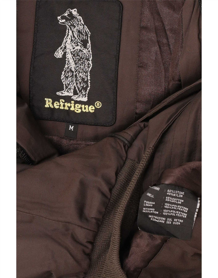 Refrigue Veste Bomber Courte Femme UK 12 Coton Marron Moyen