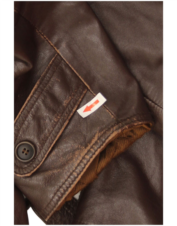 Veste en cuir militaire vintage pour homme IT 52 XL Cuir marron