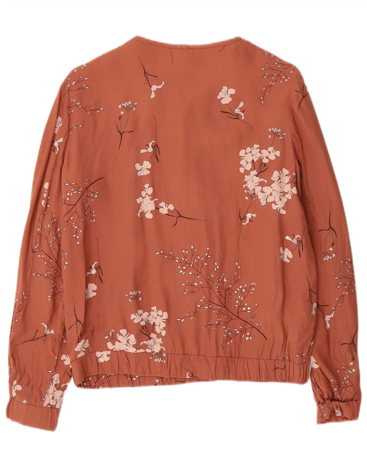 Massimo Dutti Veste Bomber Femme UK 12 Viscose Florale Rose Moyen