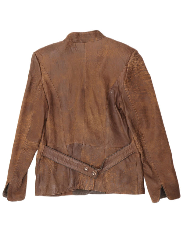 vintage Femme 1 Bouton Blazer Veste EU 38 Medium Brown Colourblock