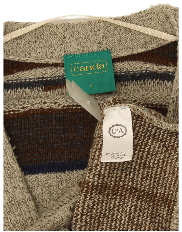 Canada Mens Cardigan Pull Grand Gris Géométrique Acrylique