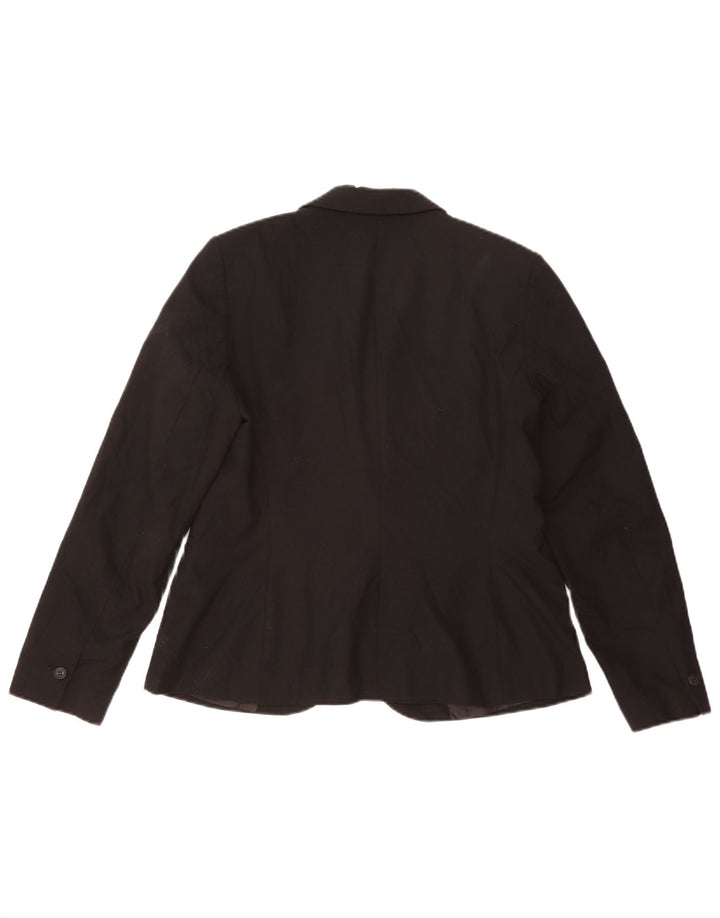 ZARA Femme 1 Bouton Blazer Veste EU 42 Grand Noir Polyester