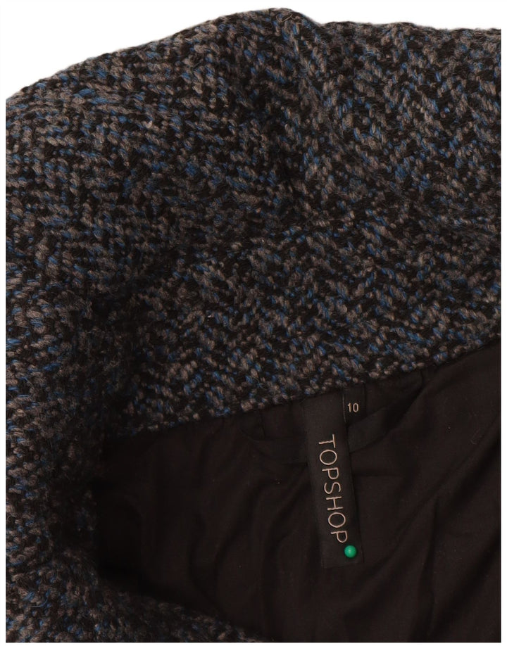 Topshop Veste Bomber Femme UK 10 Petit Bleu Chevrons Polyester