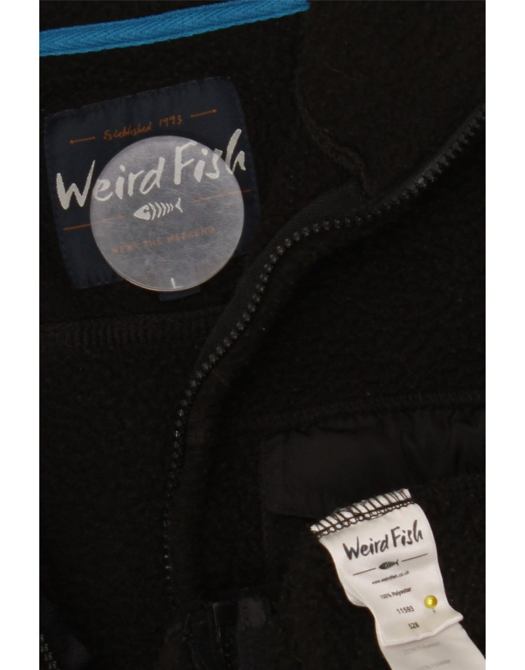 WEIRD FISH Veste polaire pour homme UK 40 Large Noir Polyester