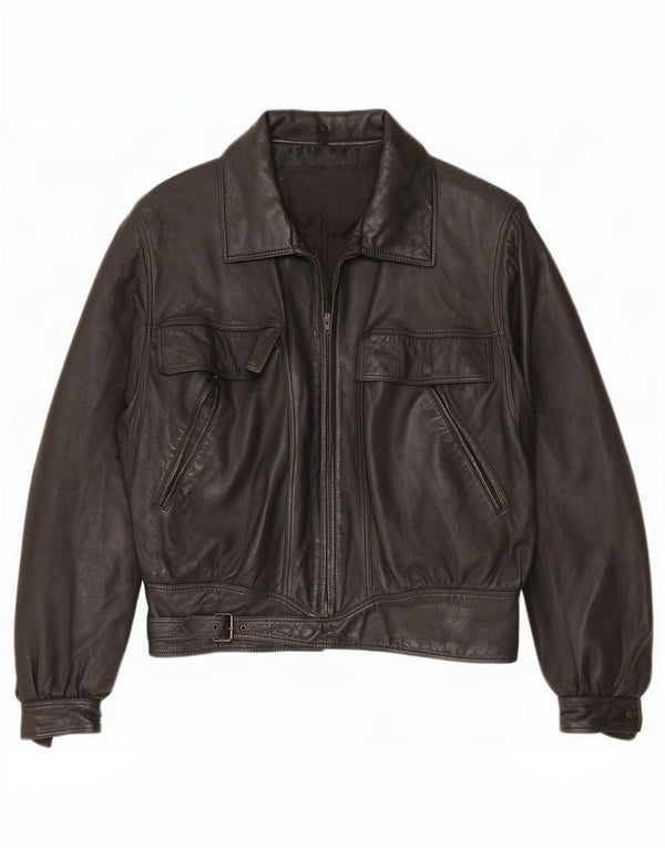 veste en cuir homme vintage UK 42 XL Noir