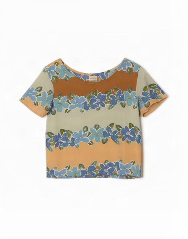 Byblos Womens Crop Blouse Top UK 44 Medium Multicolore Floral Viscose