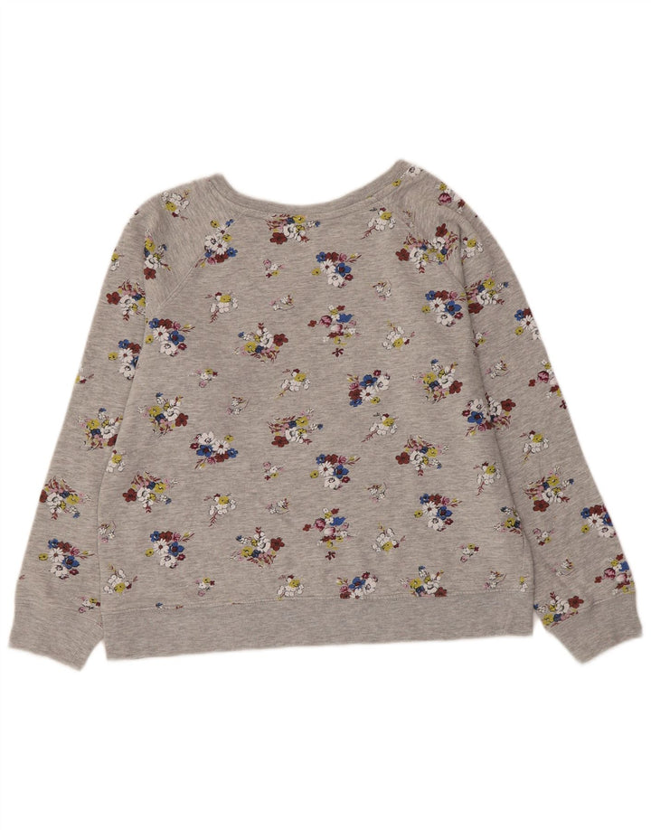 MARKS & SPENCER Sweat-shirt court pour femme UK 12 Gris moyen floral
