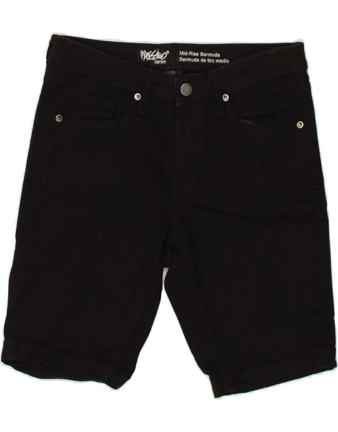 MOSSIMO Womens Bermuda Mid Rise Denim Shorts US 4 Small W27 Black Cotton Vintage Mossimo and Second-Hand Mossimo from Messina Hembry 