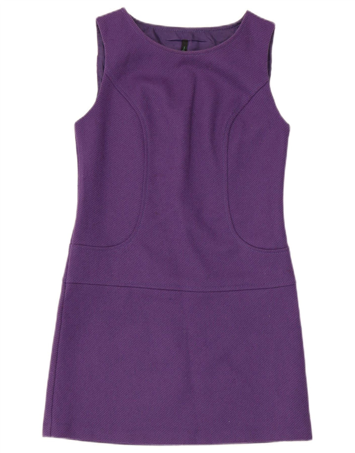 BENETTON Robe fourreau sans manches pour femme UK 6 XS Laine vierge violette