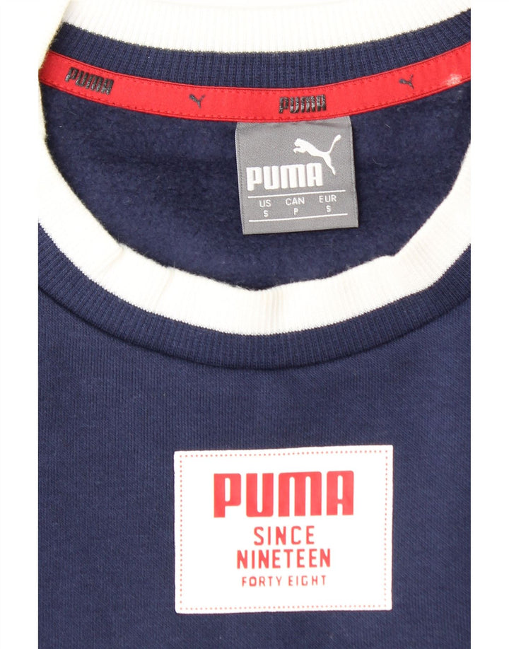 PUMA Sweat-shirt graphique pour hommes, petit, bleu marine, colour block