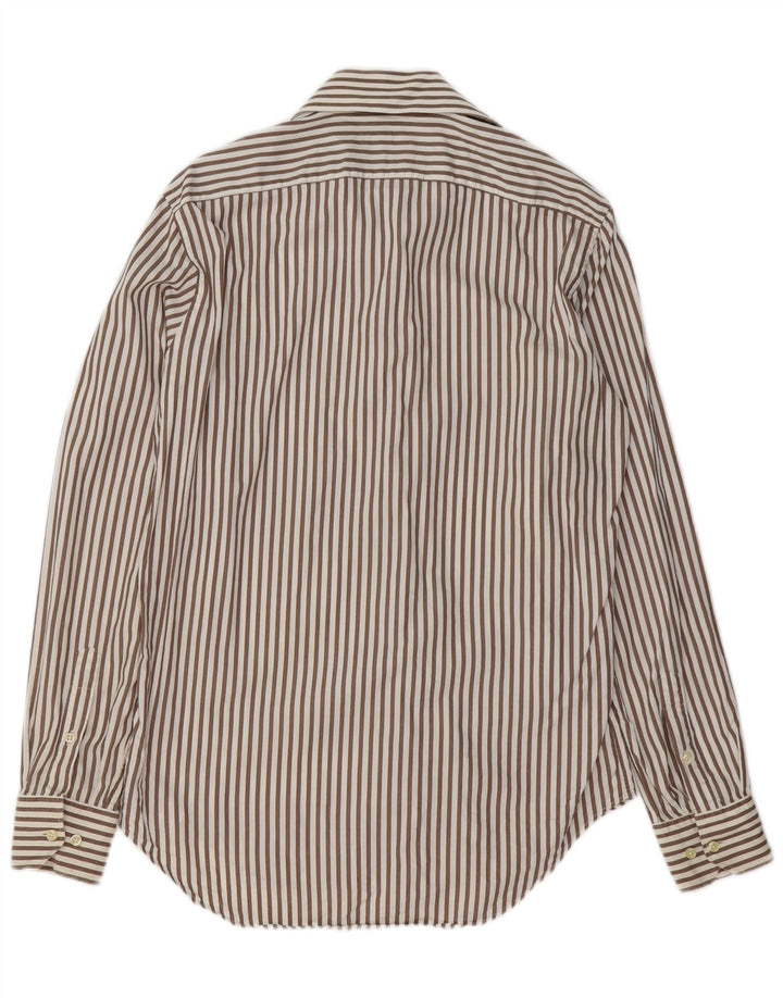 MASSIMO DUTTI Chemise homme Taille 39 15 1/2 Coton à fines rayures marron moyen