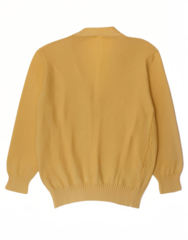 vintage Femme Cardigan Pull UK 14 Moyen Jaune Argyle/Diamant Acrylique