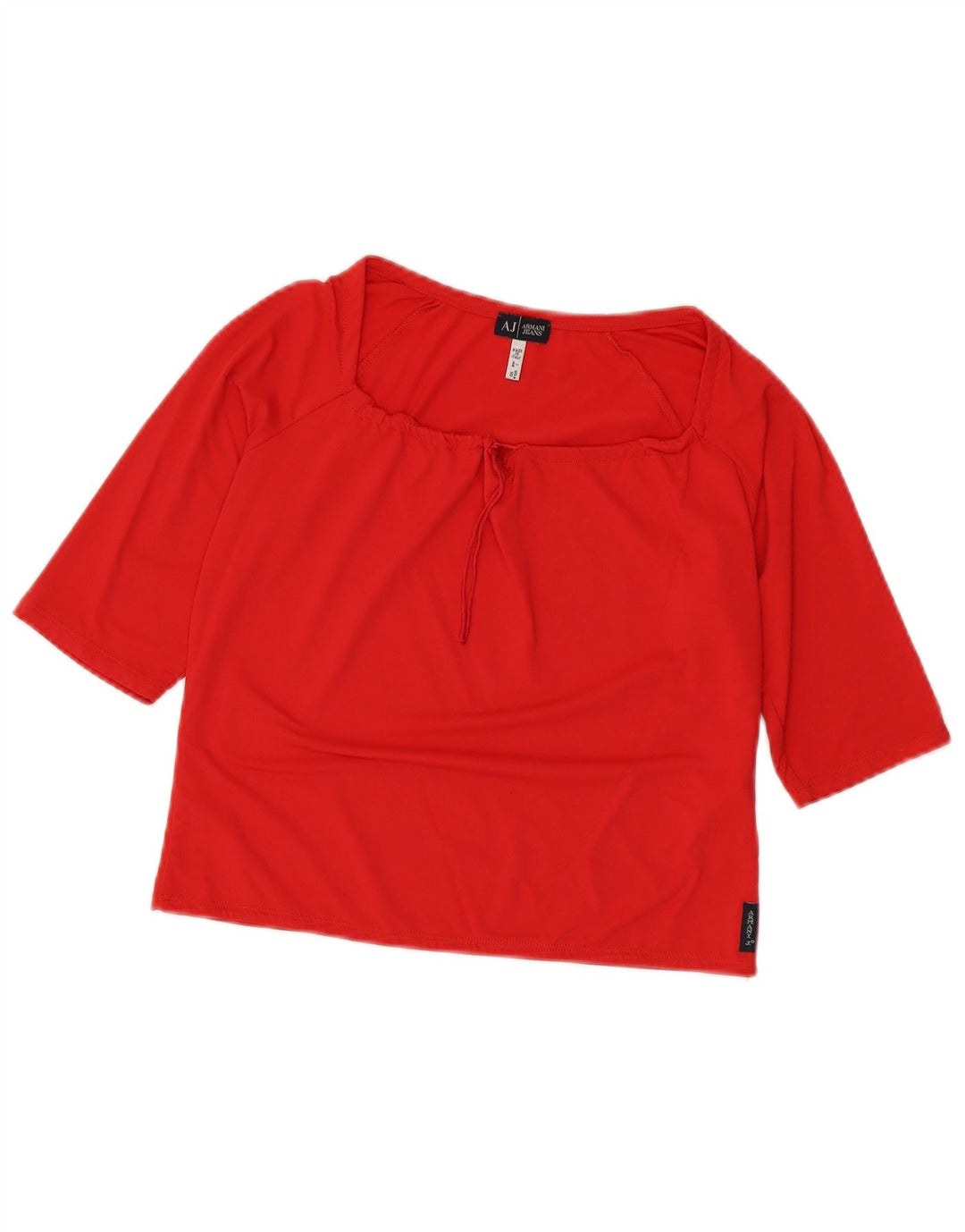 Armani Jeans Chemisier court à manches 3/4 pour femme UK 14 Polyamide rouge moyen