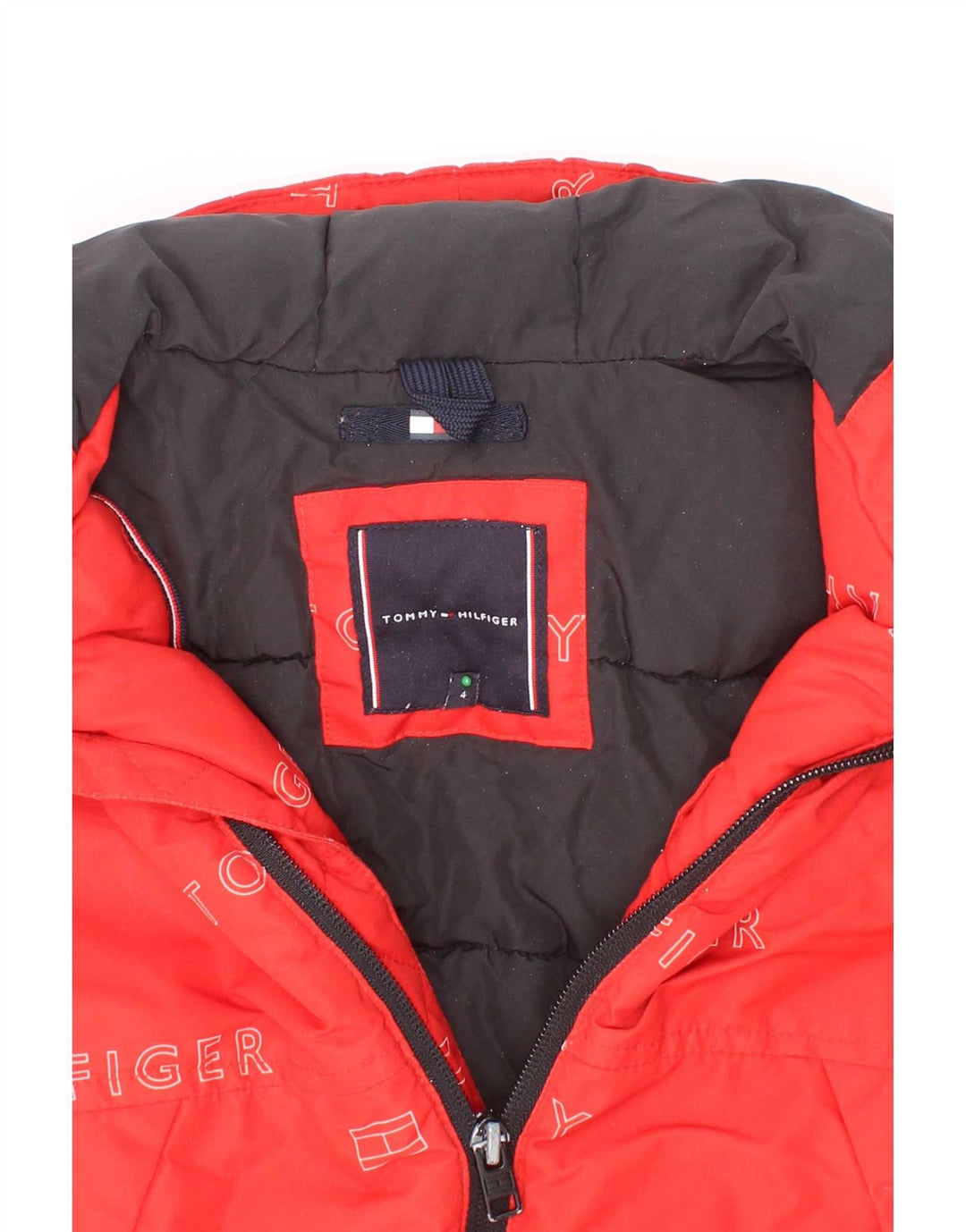 Tommy Hilfiger Veste matelassée à capuche graphique pour garçon 3-4 ans Rouge Polyester