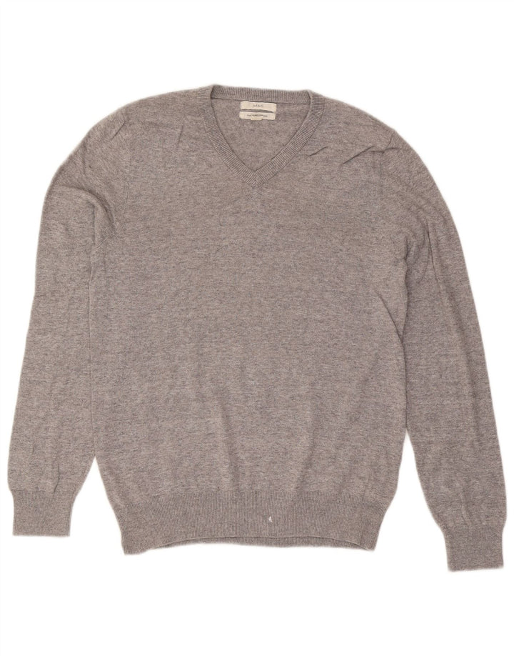 Marks & Spencer Pull col en V pour homme Petit coton moucheté gris