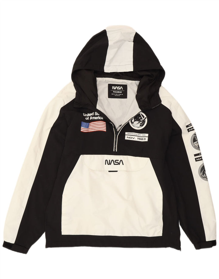Pull & Bear Veste Anorak Nasa Graphic pour Homme UK 38 Medium Blanc Colorblock