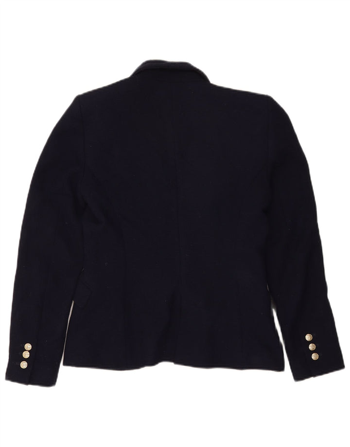 Zara Veste Blazer 1 Bouton Femme UK 12 Bleu Marine Moyen Polyester