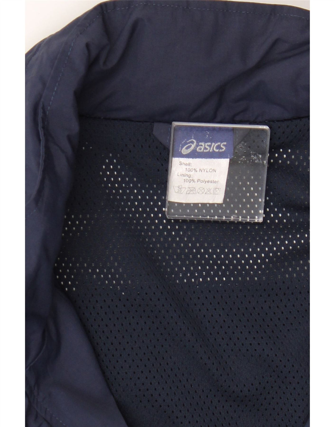 Asics Veste de pluie à capuche pour homme UK 40 Large Bleu marine Colorblock Nylon
