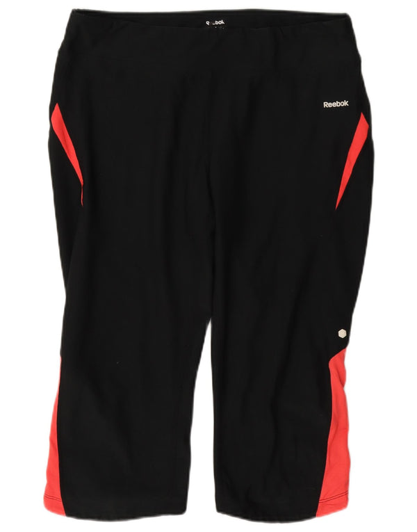 Reebok Pantalon de Survêtement Capri Femme UK 44 Large Noir Colorblock
