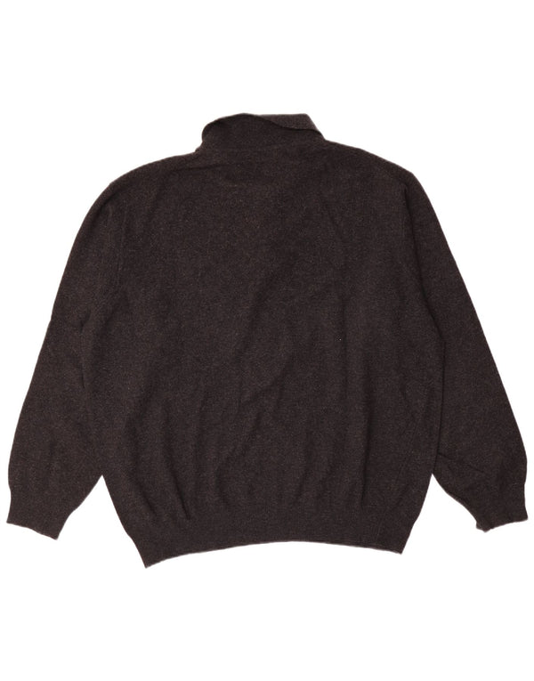 Benetton Pull Col Polo Homme XL Gris Laine Vierge