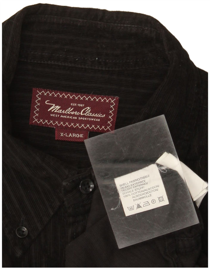 Marlboro Classics Chemise en velours côtelé pour homme XL Noir Coton