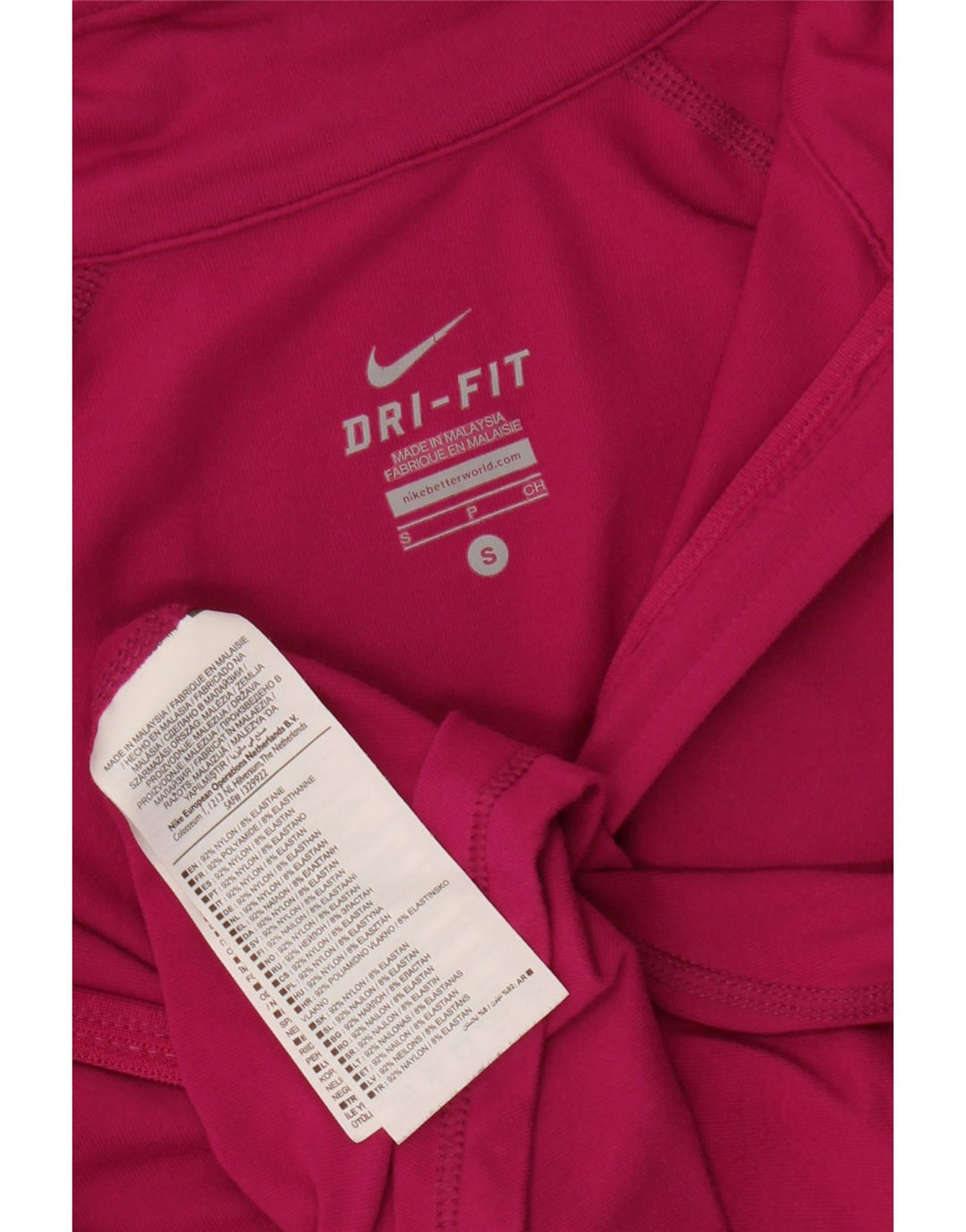 NIKE Haut de survêtement Dri Fit à col zippé pour femme UK 10 Petit nylon rose