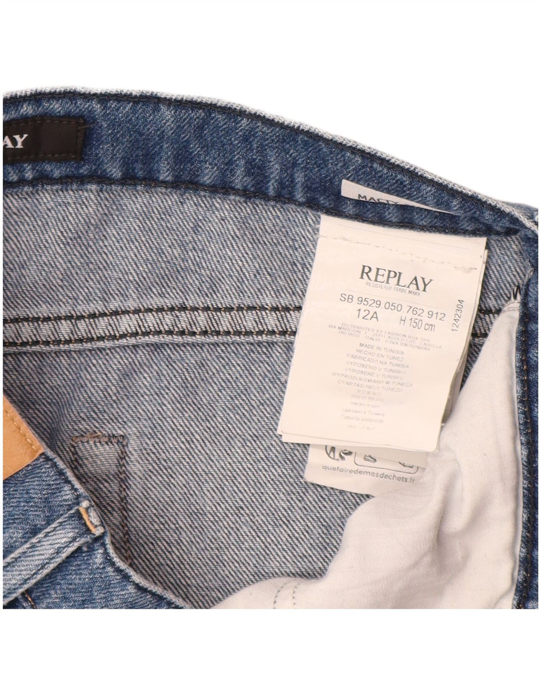 REPLAY Short Cargo en Jean Garçon 11-12 ans W26 Bleu Coton