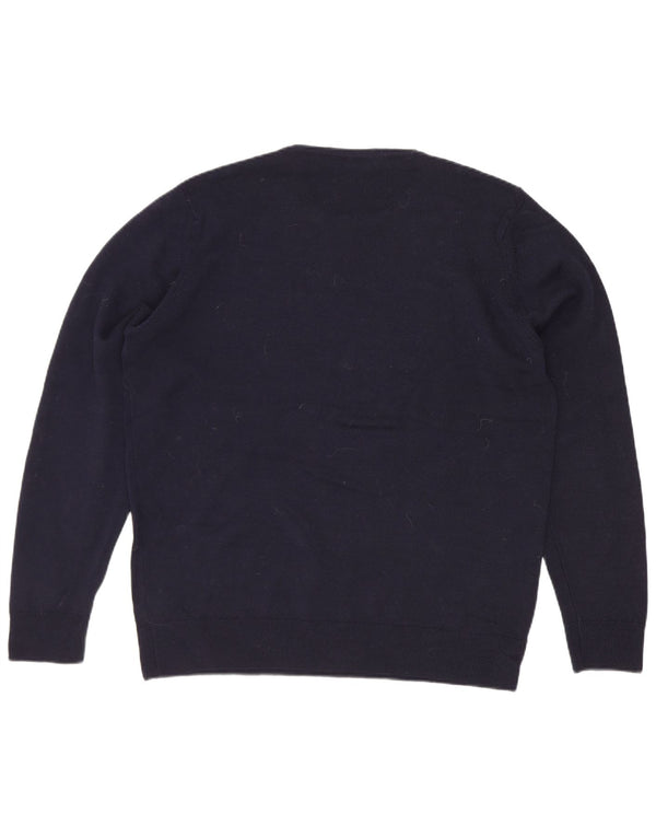 Marks & Spencer Pull à col rond pour femme UK 12 Laine bleu marine moyen