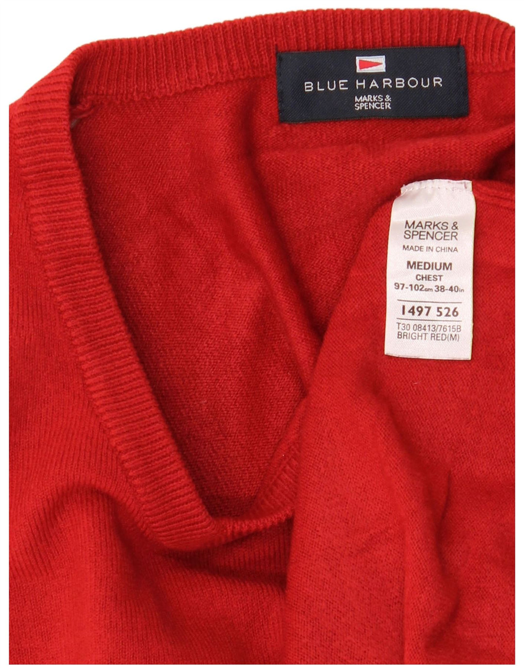 Marks & Spencer Pull Blue Harbor Col V Homme Rouge Moyen Acrylique