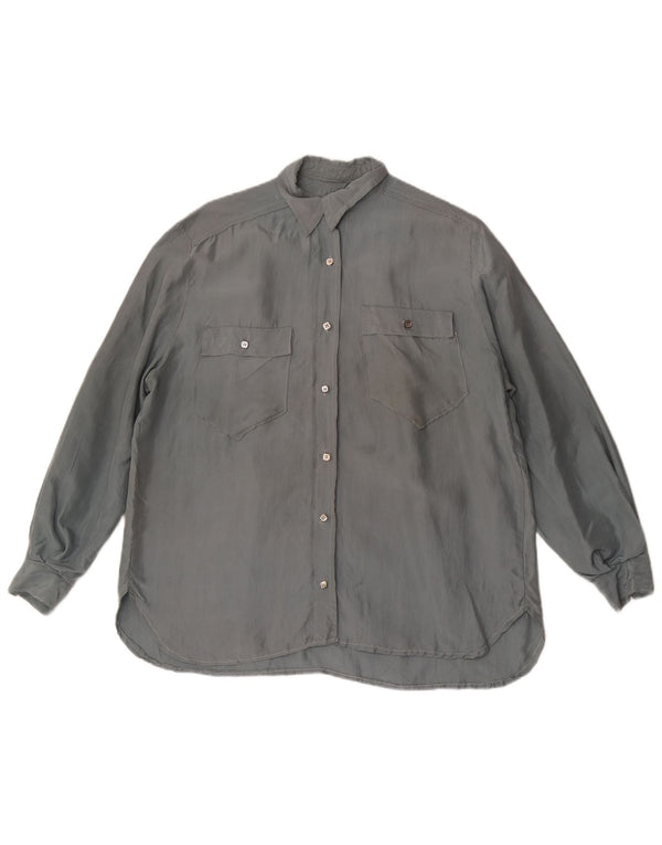 Chemisier chemise femme vintage UK 18 XL Gris