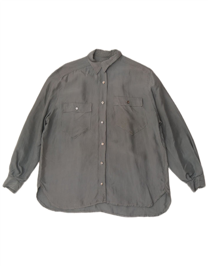 Chemisier chemise femme vintage UK 18 XL Gris