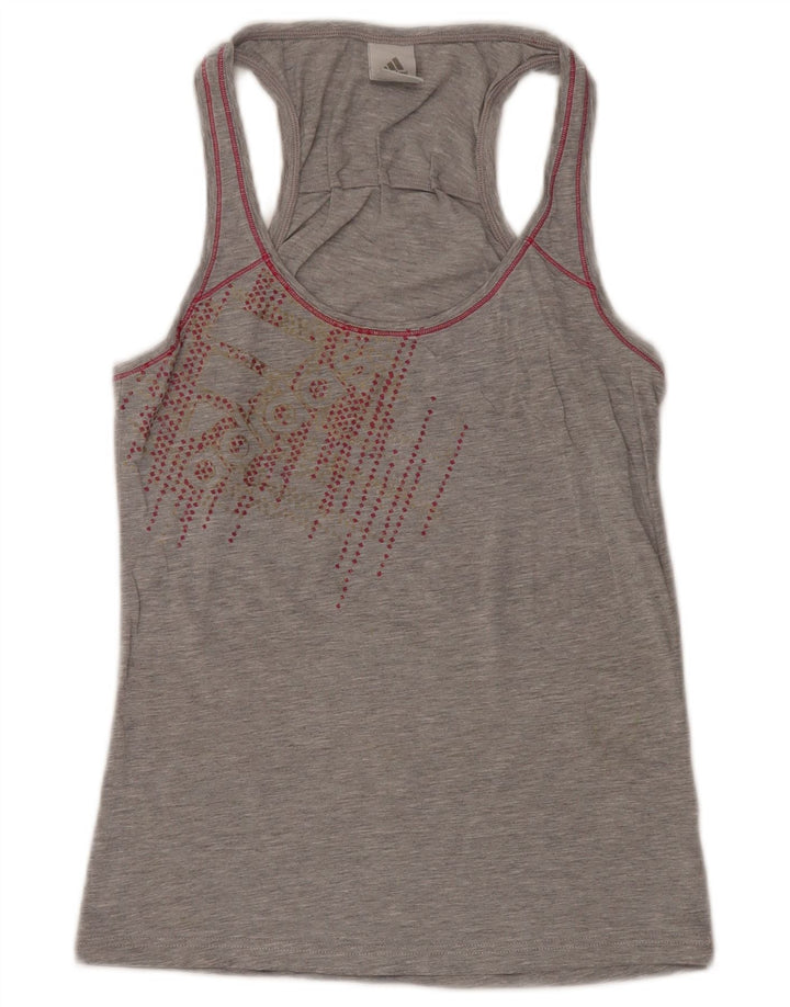 Adidas Débardeur graphique pour femme UK 12 Gris moyen moucheté